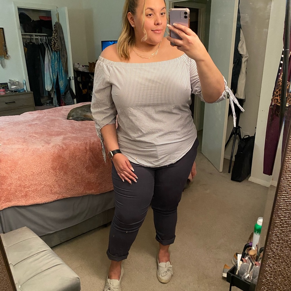 Faded Glory Striped Off the Shoulder Top